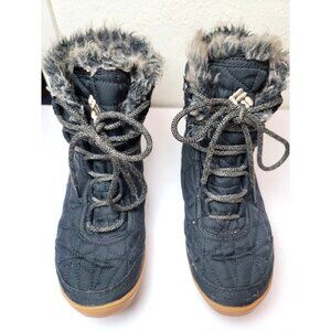 Columbia Women's Black Minx Shorty III Waterproof Quilted Winter Boots Faux Fur